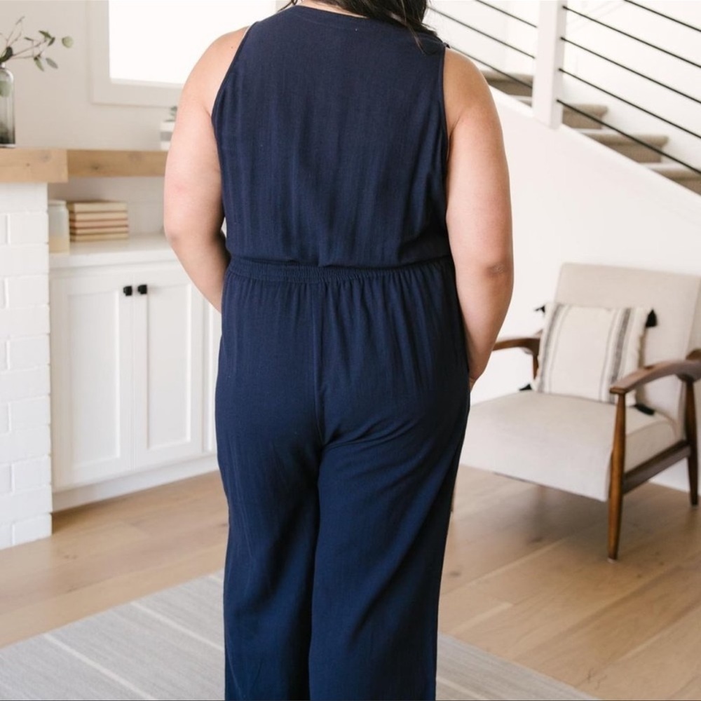 Navy Sleeveless Jumpsuit NWT - Picture 3 of 4